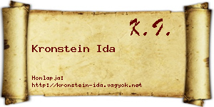 Kronstein Ida névjegykártya